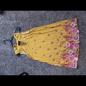 Mustard Yellow Floral Dress